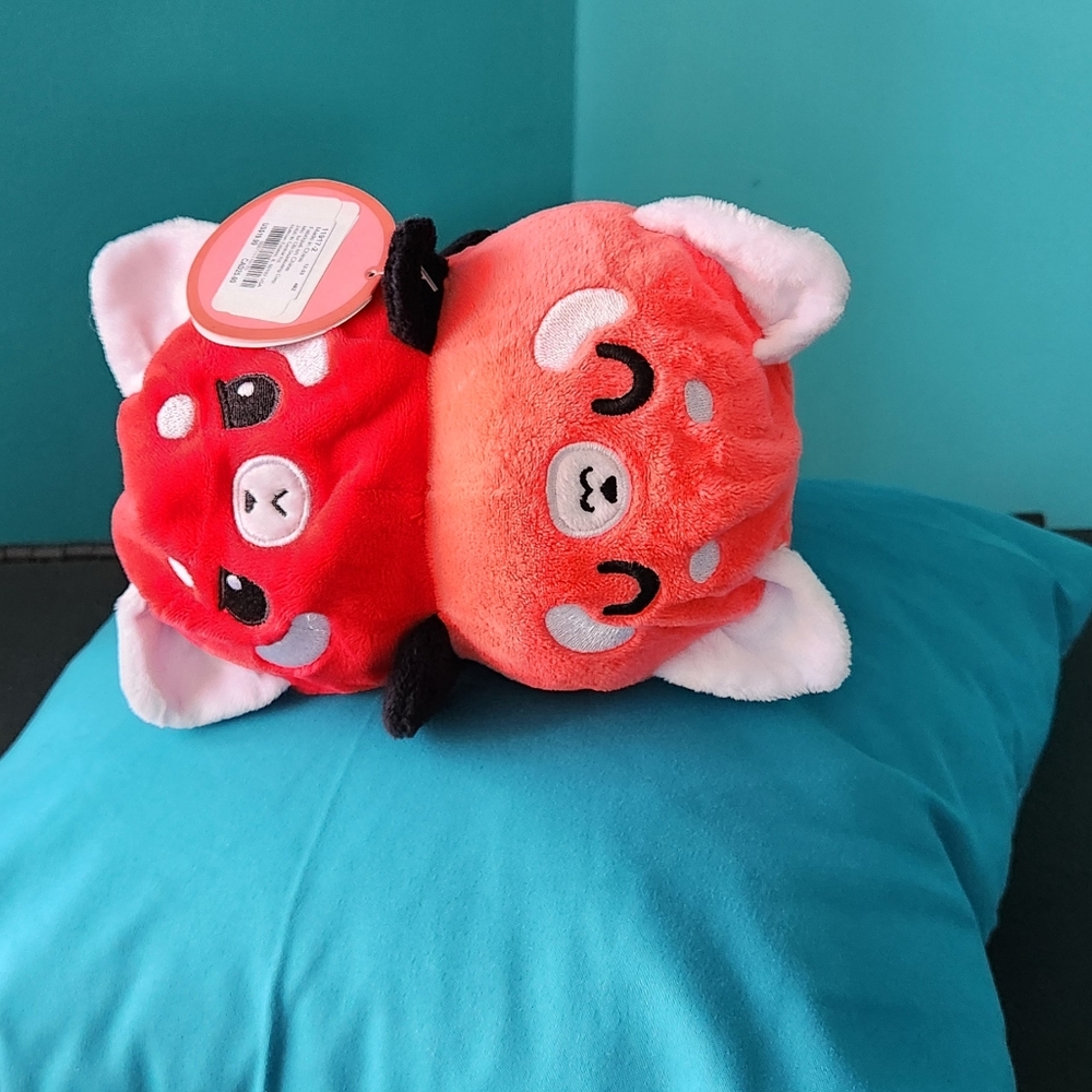 NWT Teeturtle Reversible Panda Plushie Red and Orange Toy